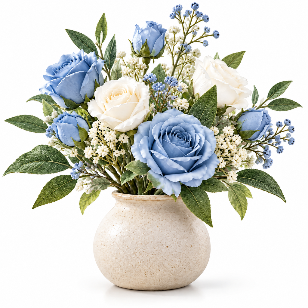 Faux Rose Bud Vase Arrangement