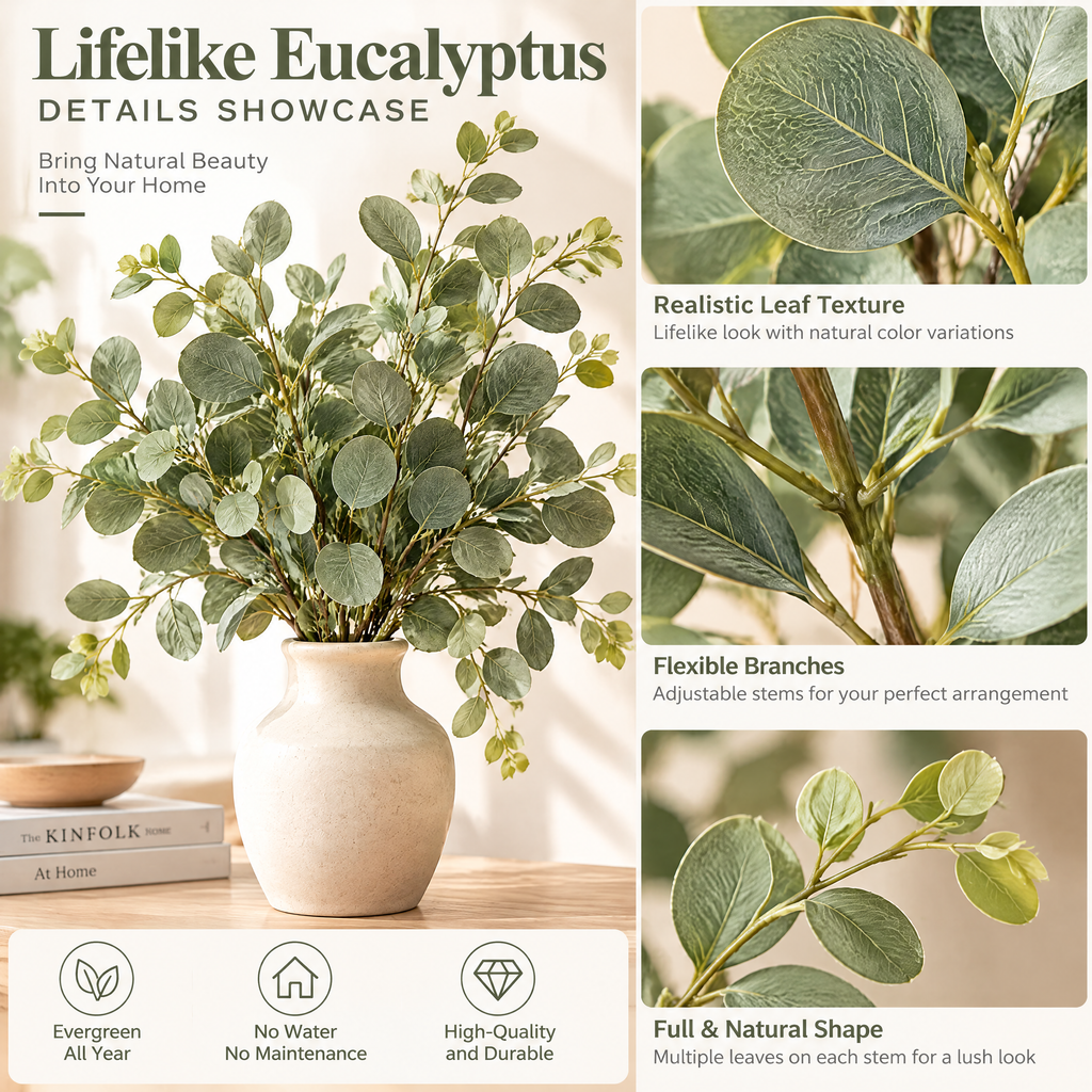 Faux Eucalyptus Leaf Bundle